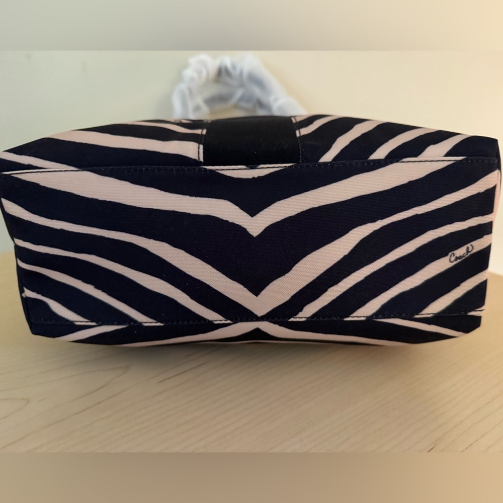 Coach Zebra Stripe Black Cream Canvas Tote Shoulder Bag New with Tags 2013 - Picture 6 of 12